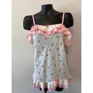 VTG Cinema Etoile Seductivewear Chemise Sz L Sheer Lace Floral Bows NWT Coquette